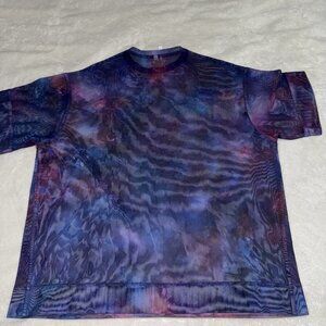 Athleta Oversized Mesh T-Shirt Top-Short Sleeve-Purple Blue Pink-XXS